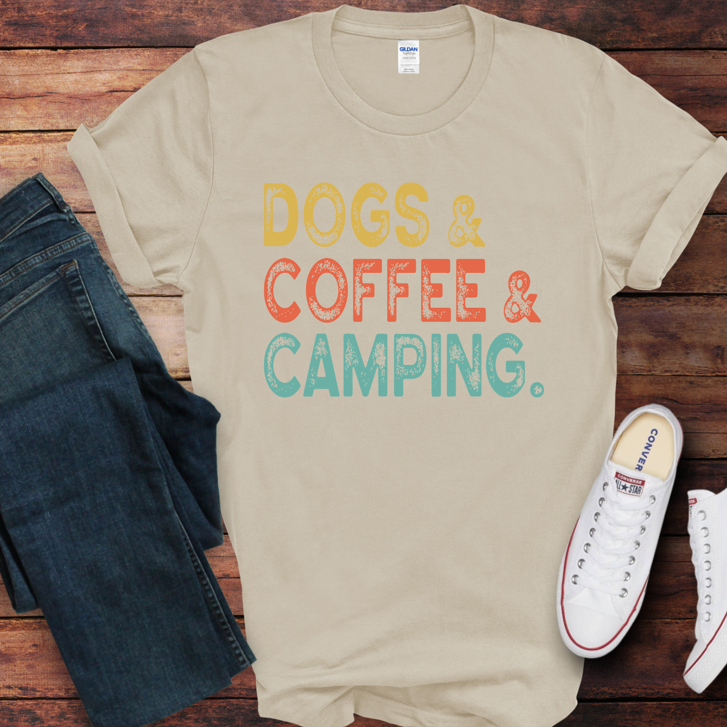 Dogs Coffee Camping Unisex T-Shirt