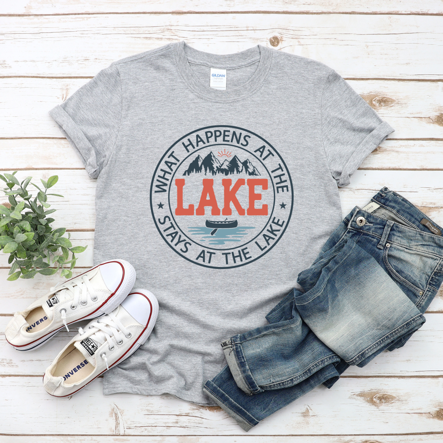 What Happens at the Lake Custom T-shirt