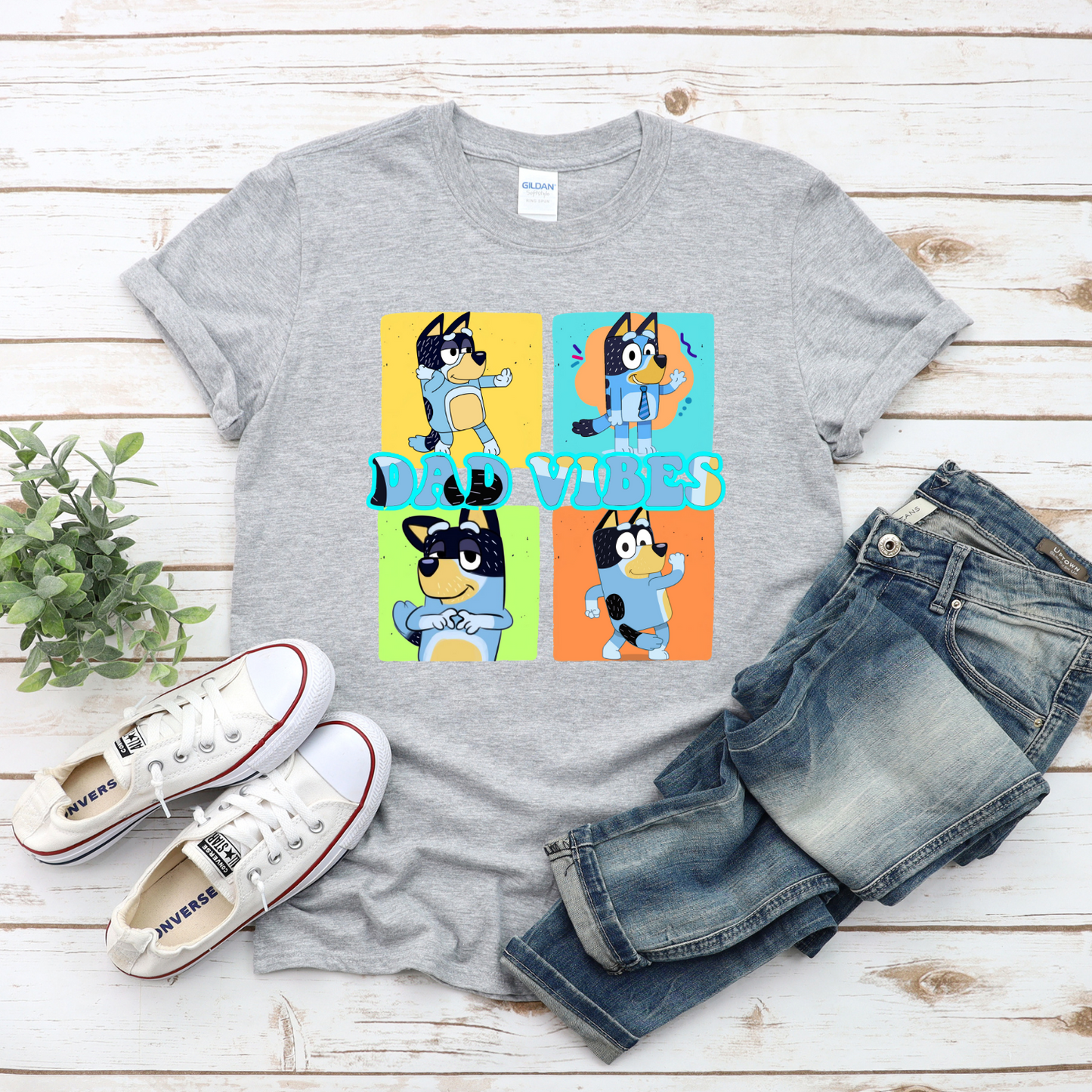 Dad vibes custom t-shirt - gift for dad - cartoon dad shirt - funny fathers day shirt