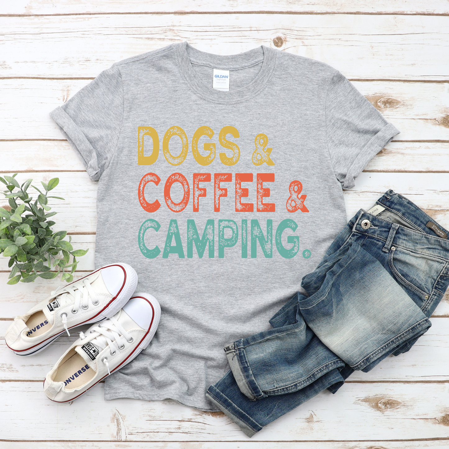 Dogs Coffee Camping Unisex T-Shirt