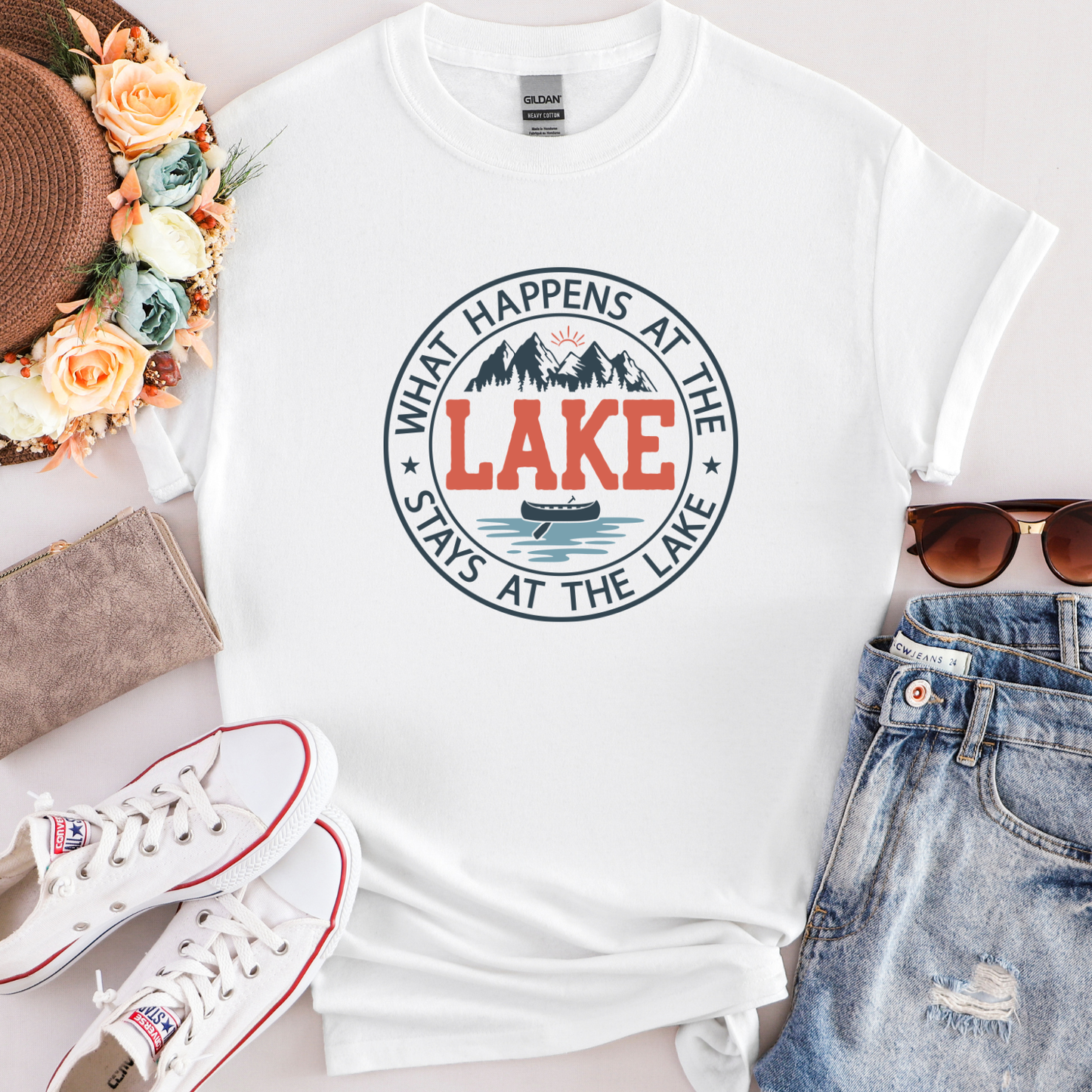 What Happens at the Lake Custom T-shirt