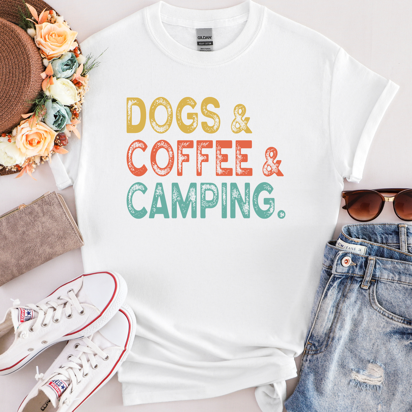 Dogs Coffee Camping Unisex T-Shirt